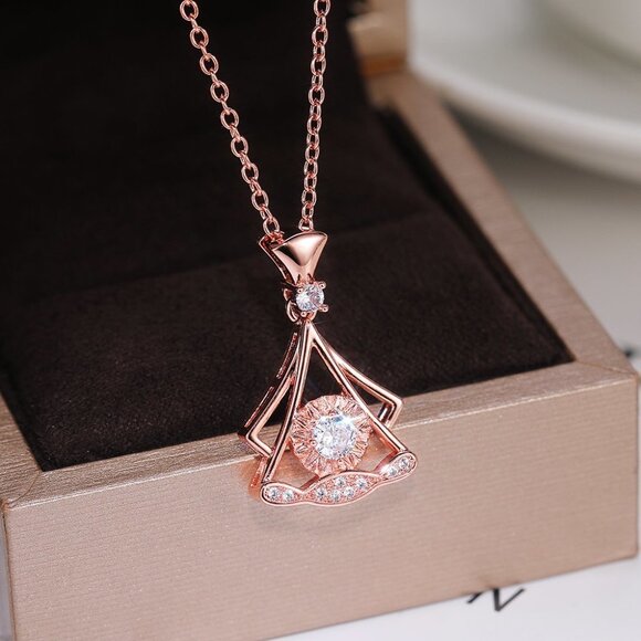 💞Shiny Unique Shape Rose Gold Plated Necklace for Women, MARR9003 - Picture 3 of 6